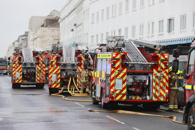 Fire in Marine Court, St Leonards. Picture by Eddie Mitchell and Dan Jessup SUS-210120-115132001