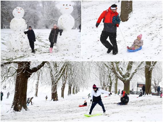 People enjoy the snow on sledges in Northampton's Abington Park. Photos: Getty Images