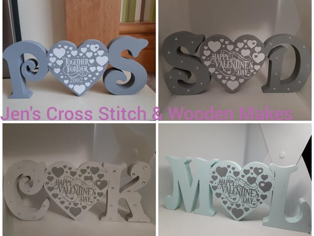 Jen's Cross Stitch and Wooden Makes is offering these personalised wooden creations to truly immortalise the bond between you and your loved one this Valentine's Day. They can be painted in any colour of your choosing. Delivery or local collection available. For more information, visit Jen's Facebook page.