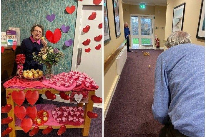 Valentine's Day at Kingsland House and, right, the skittle afternoon, when residents enjoyed taking part in old pastimes with new friends