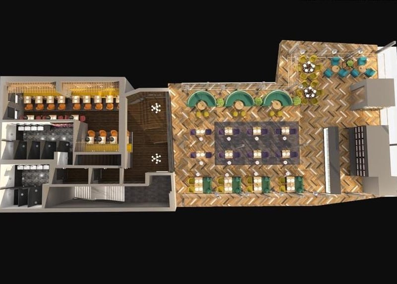 The bar and lounge floorplan.