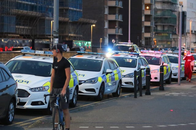 Police at the scene yesterday evening