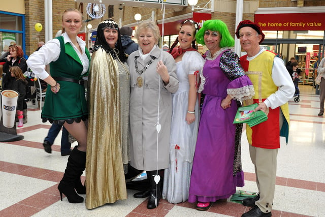 Some of the Mother Goose Panto members with former mayor Anne Jones in 2014. Picture: Steve Robards.