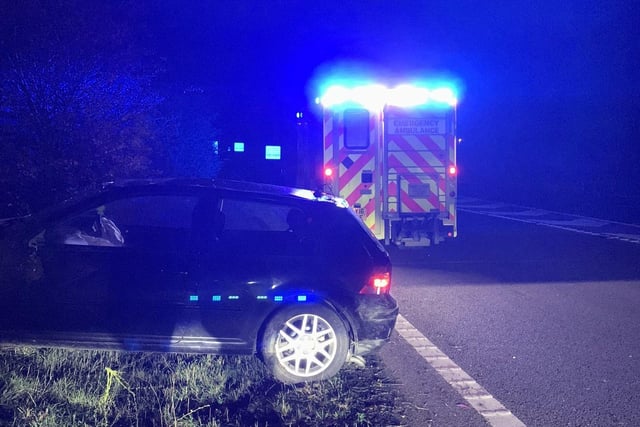 Officers attended this single vehicle collision A14 Stow cum Quy. They said on social media: "The reason?  Drink driving. Driver sustained minor injuries and off to hospital."