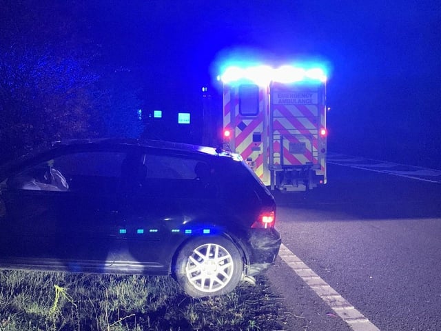 Officers attended this single vehicle collision A14 Stow cum Quy. They said on social media: "The reason? Drink driving. Driver sustained minor injuries and off to hospital."