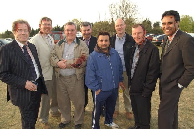 Pictured are TV 'extras', Paul King, Colin Williams, Peter Philpott from Brampton; David bennett from Holbeach, Pommy Bhogal from Peterborough; Peter Rose from Crowland; Lee Pendergast from Peterborough and Ronnie Kapila from Werrington.
