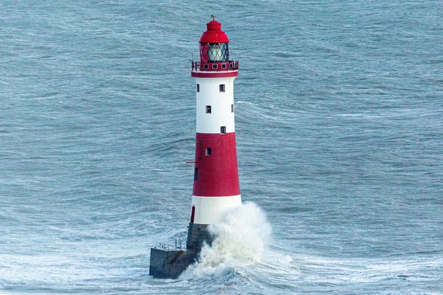 Beachy Head lighthouse battered by high winds on Tuesday December 28. Taken by Barry Davis on a Canon EOS 5d. SUS-220501-152452001