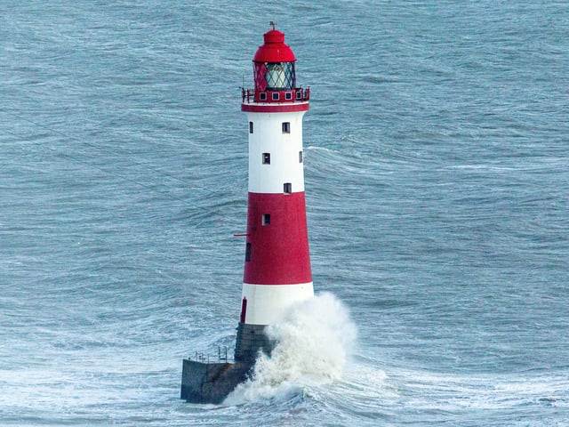 Beachy Head lighthouse battered by high winds on Tuesday December 28. Taken by Barry Davis on a Canon EOS 5d. SUS-220501-152452001
