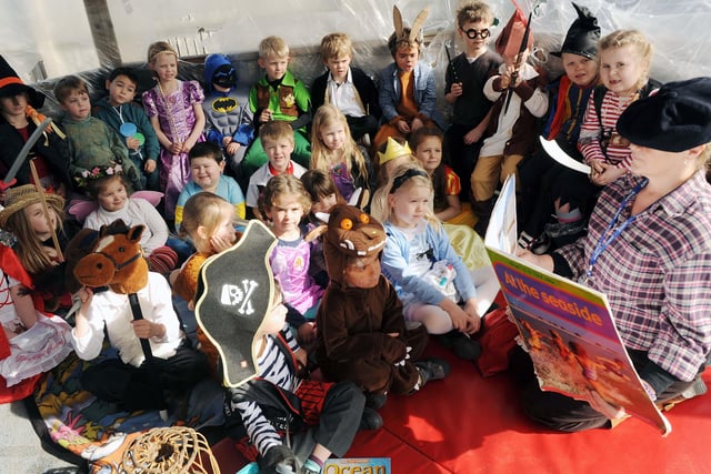 Storytelling on World Book Day at Thomas A'Becket First School in 2014
