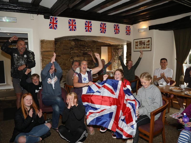 Villlagers gathered at The Hill to watch Maisie swim