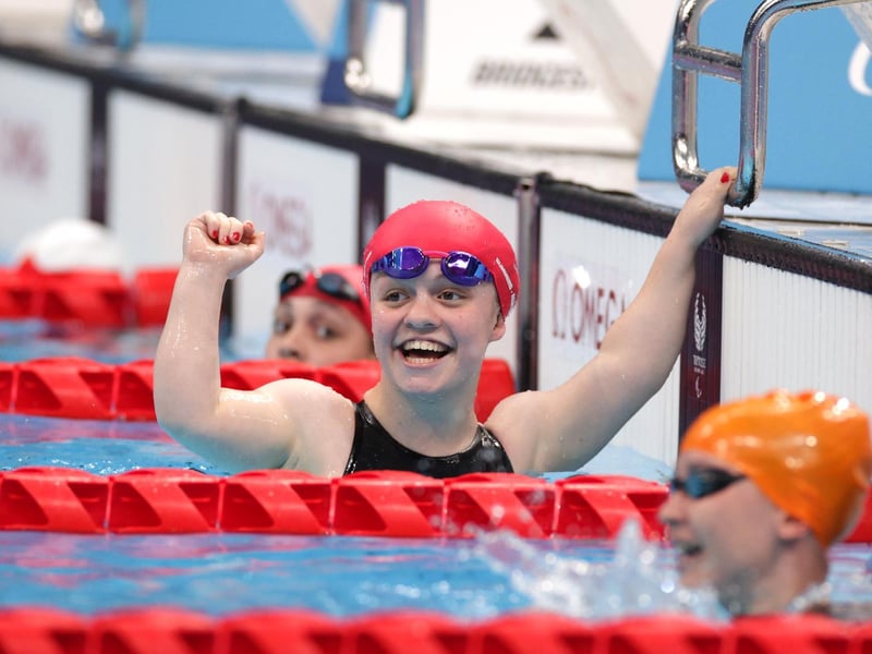 Maisie celebrates her win