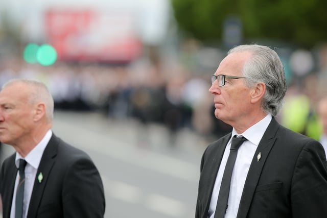 Gerry Kelly at the funeral of Bobby Storey