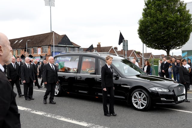 The funeral of senior republican Bobby Storey which took place today at St. Agnes' Church, Belfast