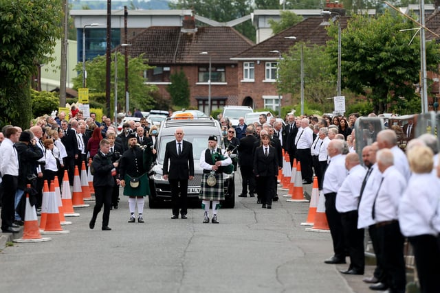 The funeral of senior republican Bobby Storey which took place today at St. Agnes' Church, Belfast