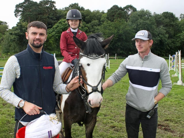 Abbie-Rose McGeady from Derry on her pony Oreo after winning second place in the pony class.