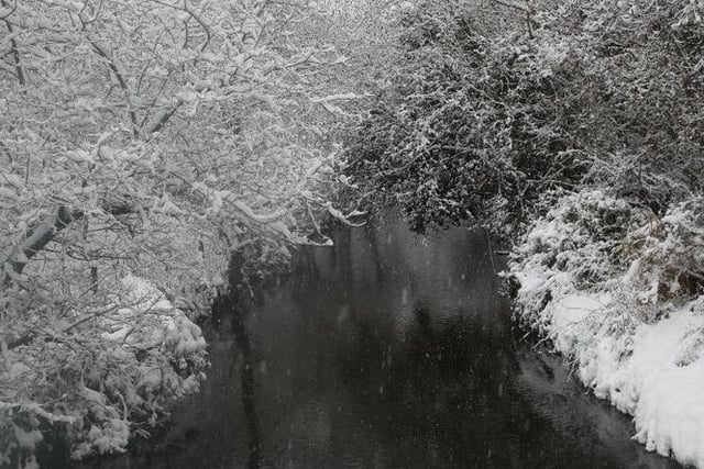 The snow continues to fall over the Ravernet River in December 20101. Picture: Darryl Armitage