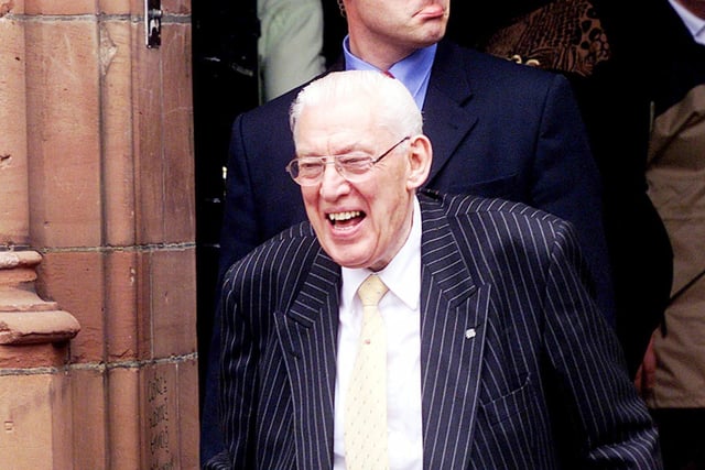 May 2002... Ian Paisley leaves Derry's Guildhall after giving evidence to the Bloody Sunday Inquriy.