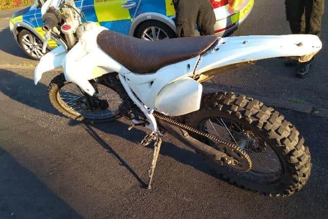 Police seized the bike after the rider was spotted on Mansfield's Ravensdale estate. Photo: Nottinghamshire Police.