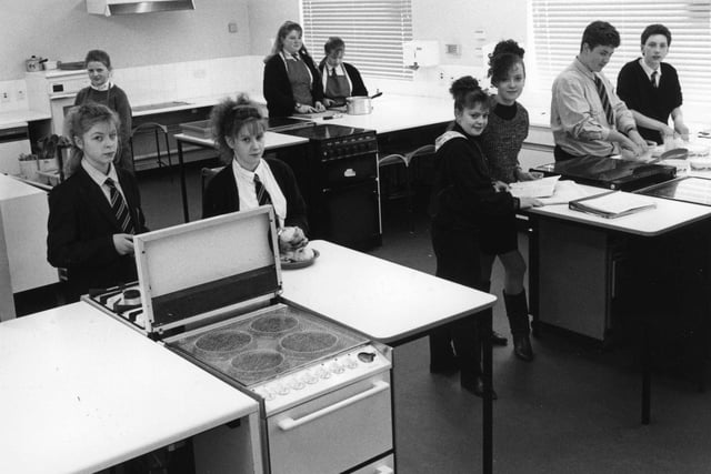 Pupils in the Home Economics area at Mortimer School in 1990. Does this bring back memories?