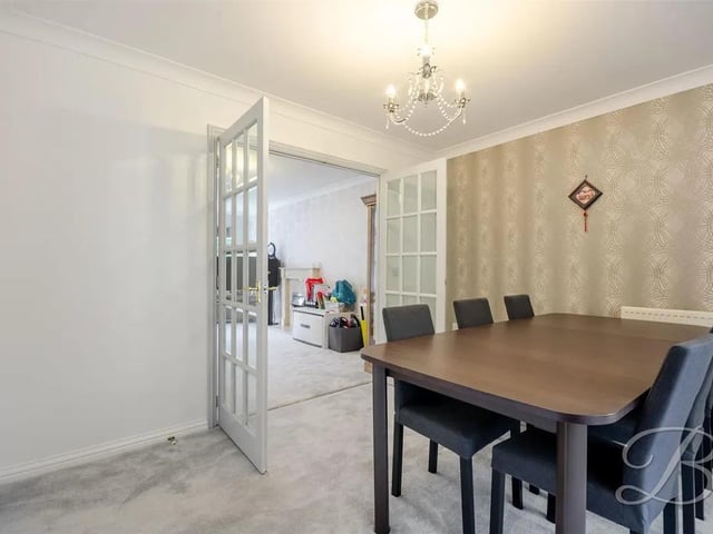 The perfect place for family meals or hosting dinner parties, the room is completed with French doors from the conservatory and living room.