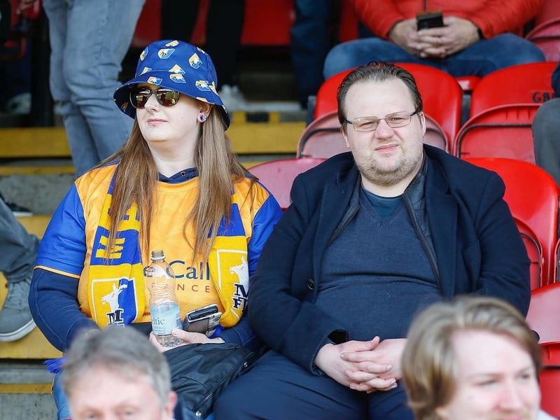 Mansfield Town fans ahead of kick-off at Grimsby Town.