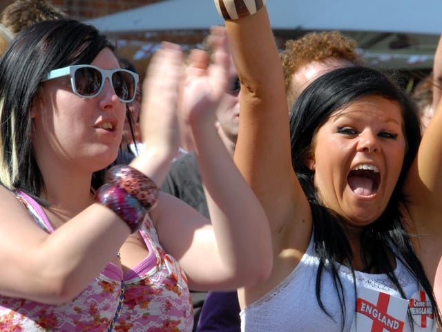 Fans get behind the Three Lions at The Swan.