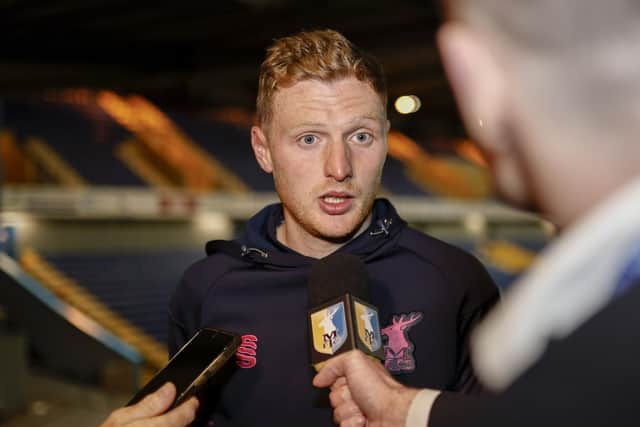 George Maris speaks to the press after the game - Photo by Chris Holloway / The Bigger Picture.media