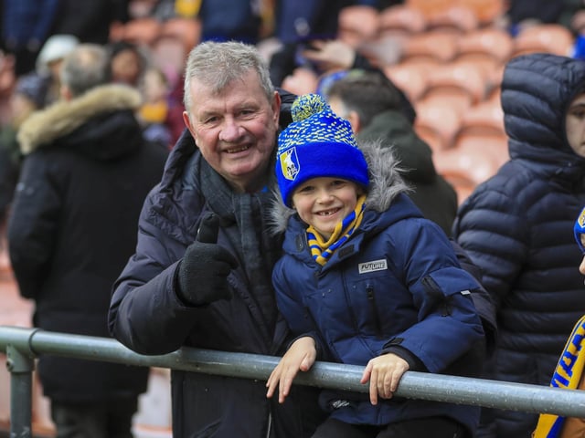 Mansfield fans during the Sky Bet League 1 match against Blackpool FC at the Bloomfield Road Stadium, 15 Feb 2025  Photo credit Chris Holloway / The Bigger Picture.media : Mansfield Town ended a run of seven straight defeats with a draw at Blackpool.
