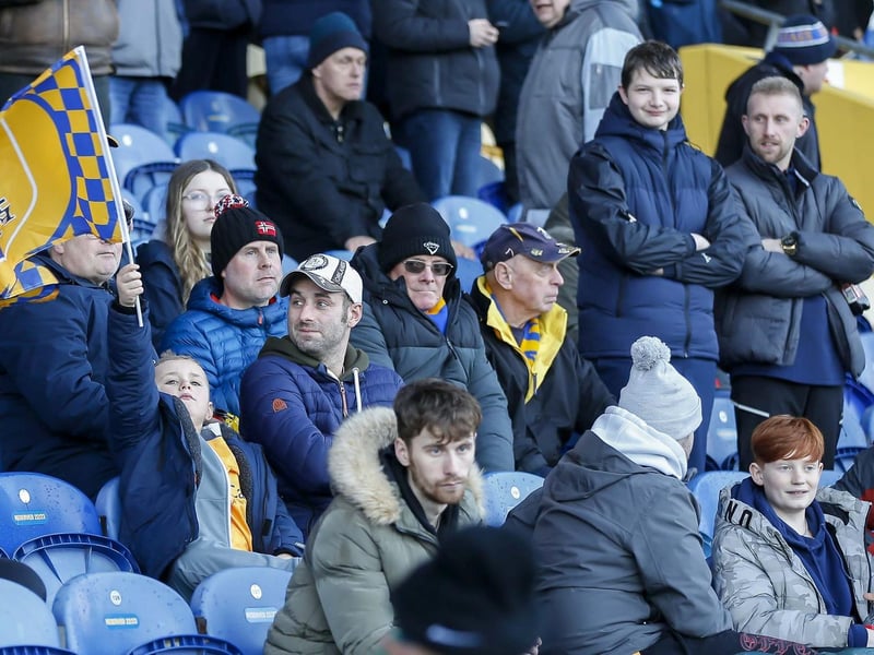 Stags fans at the One Call Stadium for the Sky Bet League 2 match against Barrow.
