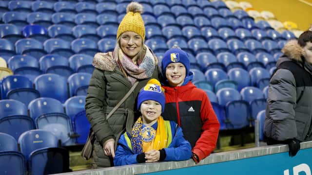 Stags fans at the One Call Stadium for the Sky Bet League 2 match against Barrow AFC
