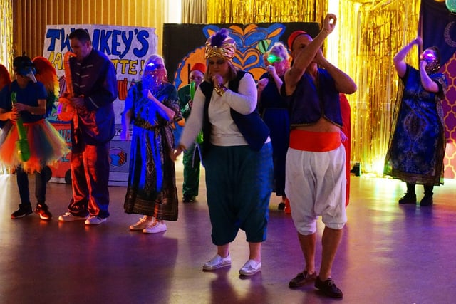 Residents and staff get involved with the pantomime.