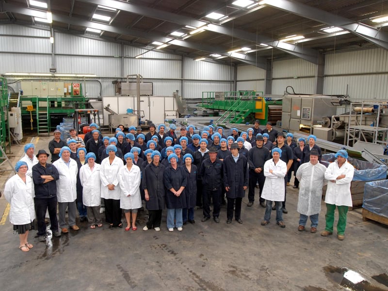 Martin Evans and staff pictured in the Freshgro Factory at Bilsthorpe.