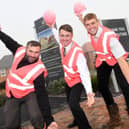 The site team at The Hawthorns wearing pink PPE for Breast Cancer Now