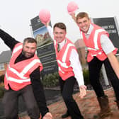 The site team at The Hawthorns wearing pink PPE for Breast Cancer Now