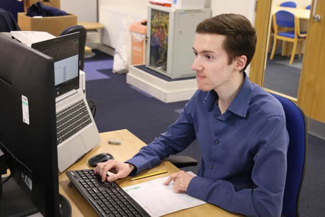 Accounts administrator Joe Urwin, aged 25, from Kirkby, is studying on the level-three business administration apprenticeship.