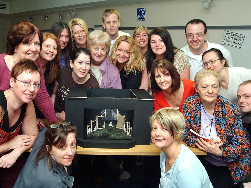 Members of the Mansfield Palace Community Theatre Group are pictured with their director, Becky Matter, on the left in the front row, and set, costume, and prop designer, Julie Bartholomew, on the right in the front row. The group were rehearsing for their production of Bertolt Brecht's 'Caucasian Chalk Circle'.