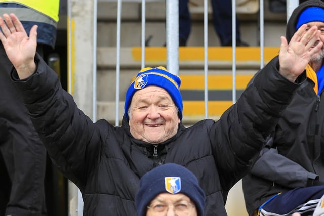 Mansfield Town fans enjoy the day at Newport County.