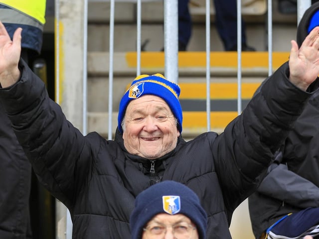 Mansfield Town fans enjoy the day at Newport County.