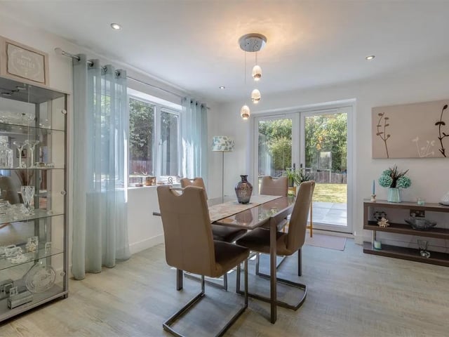 The bright open plan dining room is the perfect place for family meals.