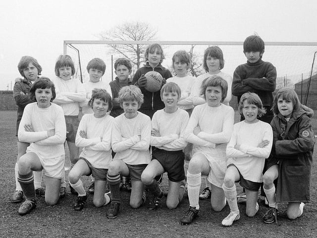 A group of young Mansfield footballers get ready for a game in 1973.