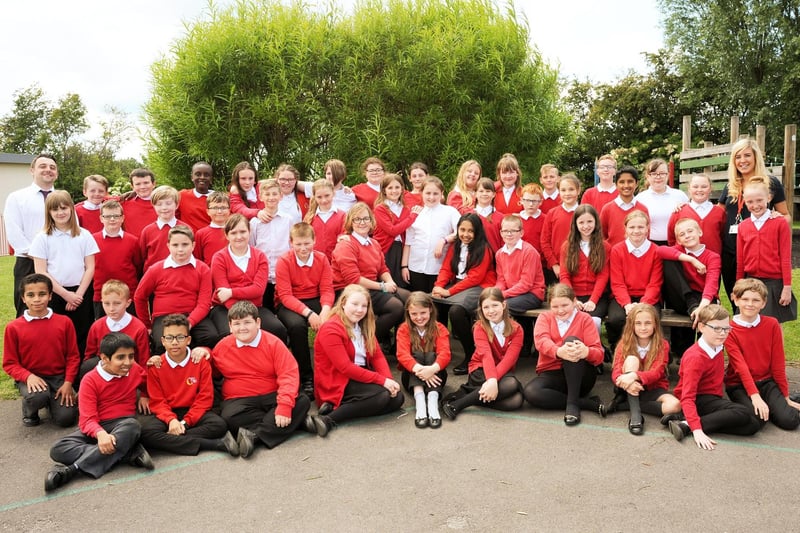 Year 6 pupils from the Panthers and Zebra groups at Crescent Primary School pictured with their class teachers, Paul Matthews and Lily Speelman.