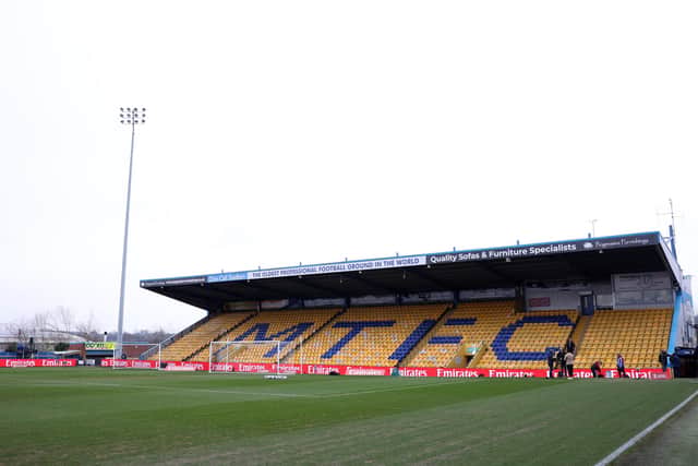 General view inside the One Call Stadium prior to the Emirates FA Cup Fifth Round match between Mansfield Town and Arsenal on March 07, 2026. (Photo by Julian Finney/Getty Images)