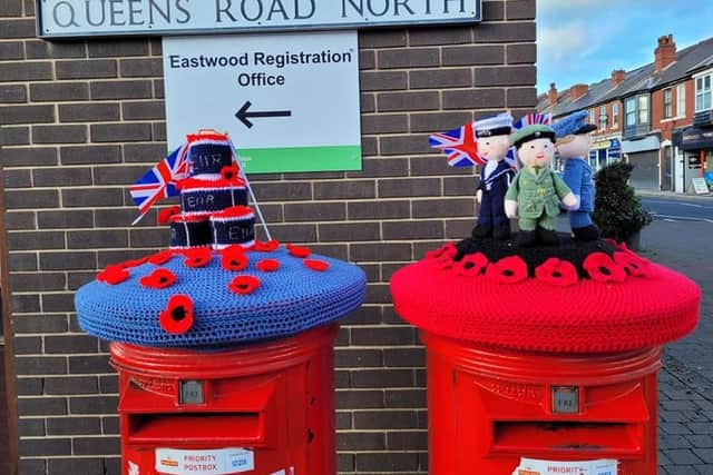 Special Remembrance toppers have appeared on postboxes around Eastwood.