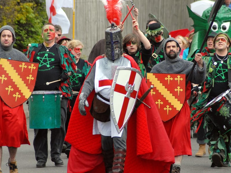St. George's Day celebrations in Ollerton included tales of St. George heroically defeating a dragon.