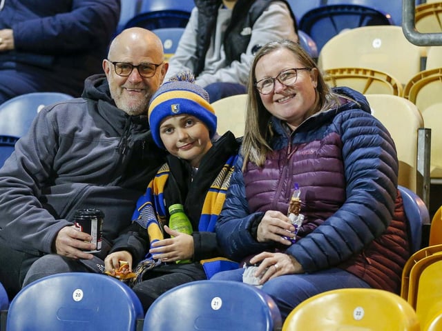 Mansfield Town fans watching the draw with Wrexham.