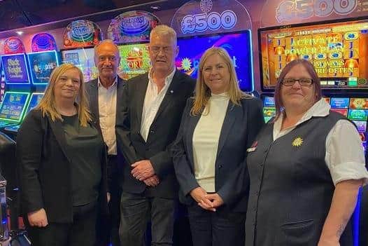 Ashfield MP Lee Anderson with representatives from Merkur UK. Photo: Lee Anderson.