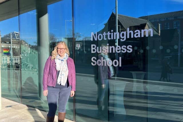 Victoria Prince, from Marketing Mavericks, outside Nottingham Business School