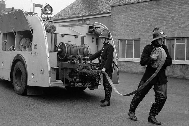 Nottinghamshire firefighters in 1965.