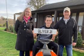 Oliver has been gifted a personalised number plate for the mower. This recognition has been granted by the parish council in appreciation of his generosity.