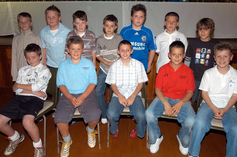 Captains of winning teams at the final Mansfield Youth Football League presentation of the year held at the Festival Hall Kirkby in 2007.